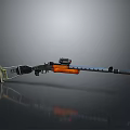 Advanced Modern Tactical Weapon With Orange Components Scope And Long Barrel Design 3d model