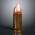Detailed Close Up View Of Brass Bullet With Copper Tip On Dark Background