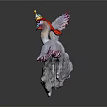 Flying Phoenix With Gorgeous White And Purple Feathers And Colorful Wings