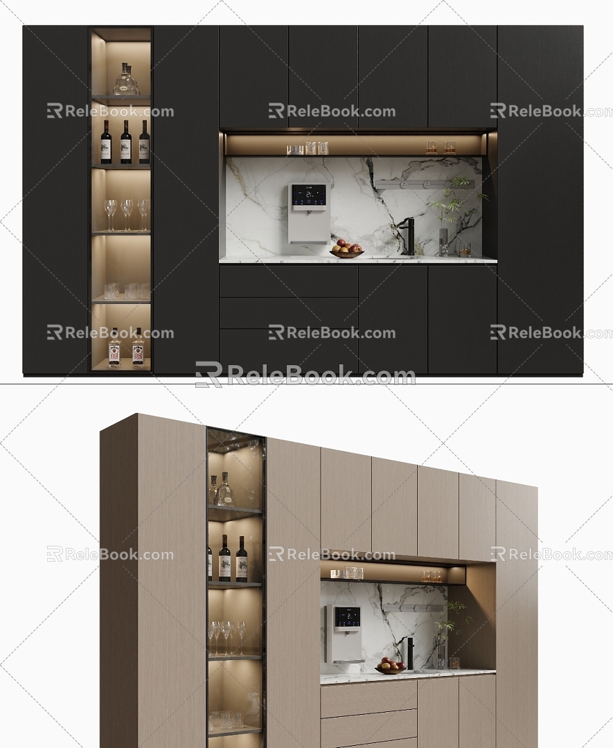 Modern Dining Side Wine Cabinet Water Basin 3d model