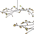Unique Shaped Chandelier With Branch Like Structure And Small Yellow Lights 3d model
