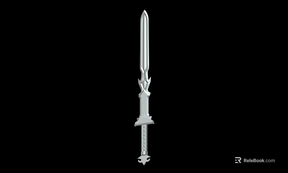 Elegant Silver Decorative Sword With Intricate Hilt And Sharp Blade Design 3d model