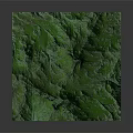 Green 3D Mountain Terrain Model With Textured Surface And Geographical Features