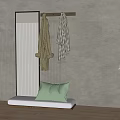 Modern Sofa Bench With Light Green Cushions Mirror And Gray Wall Wooden Floor