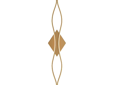 Golden Modern Wall Lamp With Curved Lines And Diamond Shaped Decoration 3d model