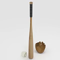 Baseball Sports Equipment Set with Wooden Bat White Ball and Leather Glove