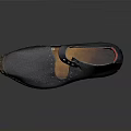 Vintage Dark Blue Leather Shoes With Metal Rivets And Red Lining