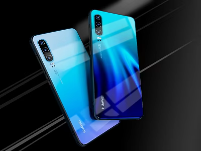 Modern Smartphones With Gradient Color Glass Back And Multiple Rear Cameras Design 3d model