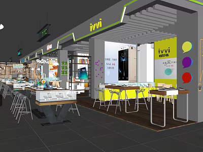 Modern Digital Store Interior With Electronics Display Counters And Customer Experience Area 3d model