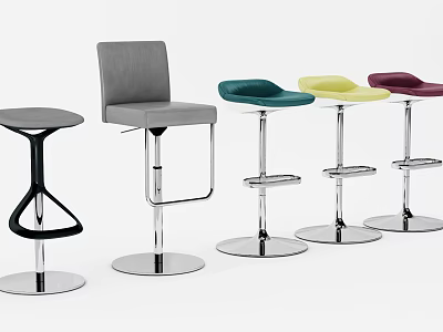 Modern Colorful Bar Stools With Padded Seats And Metal Bases 3d model