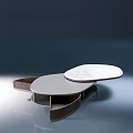 Unique Modern Coffee Table With White Marble Top And Wooden Storage Compartments