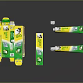 Green Yellow Toothpaste Tubes With Unfolded Packaging Box And Teeth Design For Daily Living Essentials