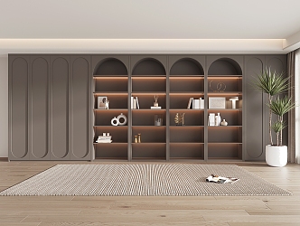 Home bookcase display cabinet 3d model