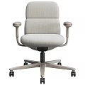 Comfortable Light Gray Fabric Leisure Chair With Armrests And Swivel Base Casters