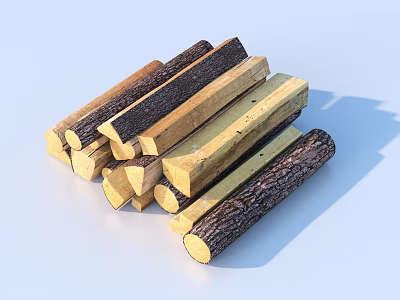 Natural Stacked Wood Logs Ideal for Home Fireplace Heating and Decorative Use 3d model