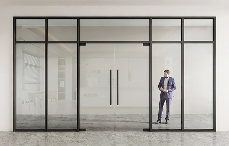 Glass double door glass door shop door double open glass door office shop door 3d model