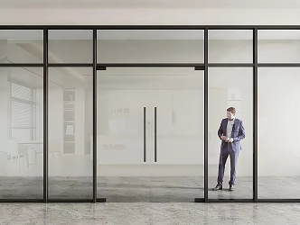 Glass double door glass door shop door double open glass door office shop door 3d model