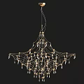 Luxury Modern Golden Frame Chandelier with Hanging Crystal Pendants and Bright Lights