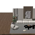 Cozy Modern Living Room With White L shaped Sofa And Wooden Round Coffee Table Set