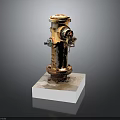 Building Exterior Rusted Fire Hydrant With Chain Number 8 And White Base