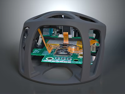 Electronic Device Internal Structure With Gray Housing Green Circuit Board And Components 3d model