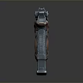 Futuristic Sci Fi Pistol With Blue Glowing Accents And Metallic Muscle Texture