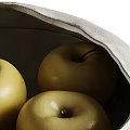 Fresh Green Apples Placed in a Gray Textured Ceramic Bowl with Smooth Surface