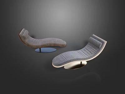 Modern Lounge Chair With Curved Gray Fabric And Stylish Metal Base For Contemporary Interior 3d model