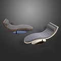 Modern Lounge Chair With Curved Gray Fabric And Stylish Metal Base For Contemporary Interior