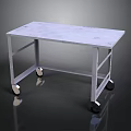 Sturdy Metal Frame Utility Table With Marble Top Lower Shelf And Rolling Wheels