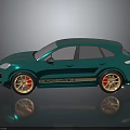 Teal SUV with Metallic Finish Gold Wheels and Red Brake Calipers Modern Luxury Design