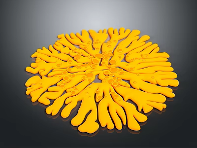 Yellow Radial Circular Artistic Structure With Petal Like Design Elements 3d model