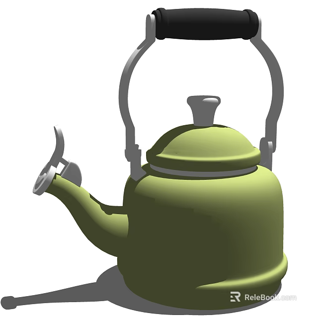 Elegant Green Teapot With Handle Spout And Lid For Modern Kitchen Use 3d model 