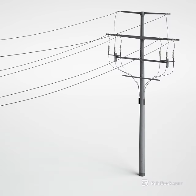 Key Urban Road Infrastructure Electric Pole Supporting Multiple Power Lines 3d model