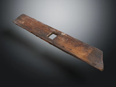 Vintage Wooden Hand Plane With Long Rectangular Shape And Square Hole Center 3d model