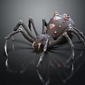 Mythical Character Giant Spider Creature With Black Exoskeleton Red Spots Sharp Legs Fierce Appearance