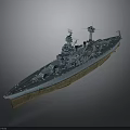 Vintage Naval Battleship As Water Transport With Multiple Turrets And Deck Structures