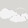 Cloud Shaped Ceiling Light With Multiple Clouds And Central Circular Ring For Kids Room