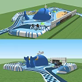 Inflatable Whale Shaped Kids Play Area With Slide And Pool For Fun Outdoor Activities