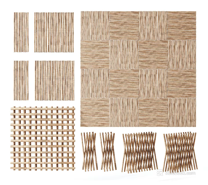 Bamboo Weaving Patterns And Various Decorative Textures In Different Designs 3d model 