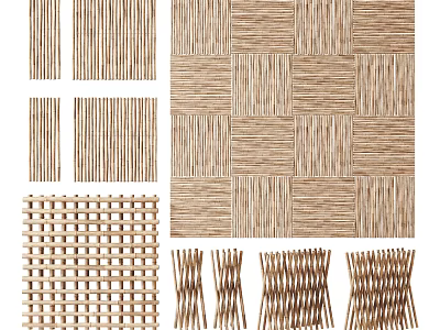 Bamboo Weaving Patterns And Various Decorative Textures In Different Designs 3d model