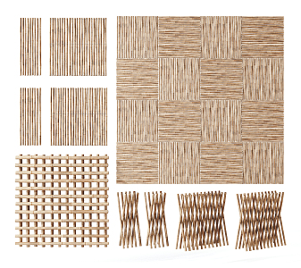 New Chinese Bamboo Screen Fence 3d model