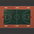 Mini Basketball Court Model With Green Surface Red Border White Net And Wire Mesh Fence