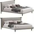 Modern Double Bed With Upholstered Headboard Multiple Pillows And Soft Bedding 3d model