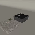 Light And Dark Gray Marble Coffee Tables With Small Potted Plants And Books