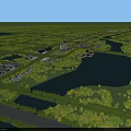 Aerial View Urban Master Plan With Green Spaces Water Systems Road Networks And Building Clusters