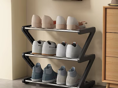 Multi Tier Metal Shoe Rack Design For Home Entryway Organizing Sneakers And Casual Shoes 3d model