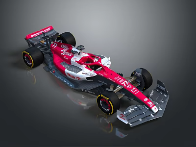 Red and White Formula 1 Race Car With Aerodynamic Body Haas Racing Tires Streamlined Design And Sleek Racing Features 3d model