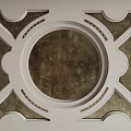 Ornate Ceiling Design With Circular Textured Center White Decorative Frames And Geometric Patterns
