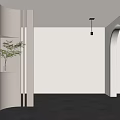 Minimalist Interior Design With Curved Walls Hanging Plant And Soft Light Projection